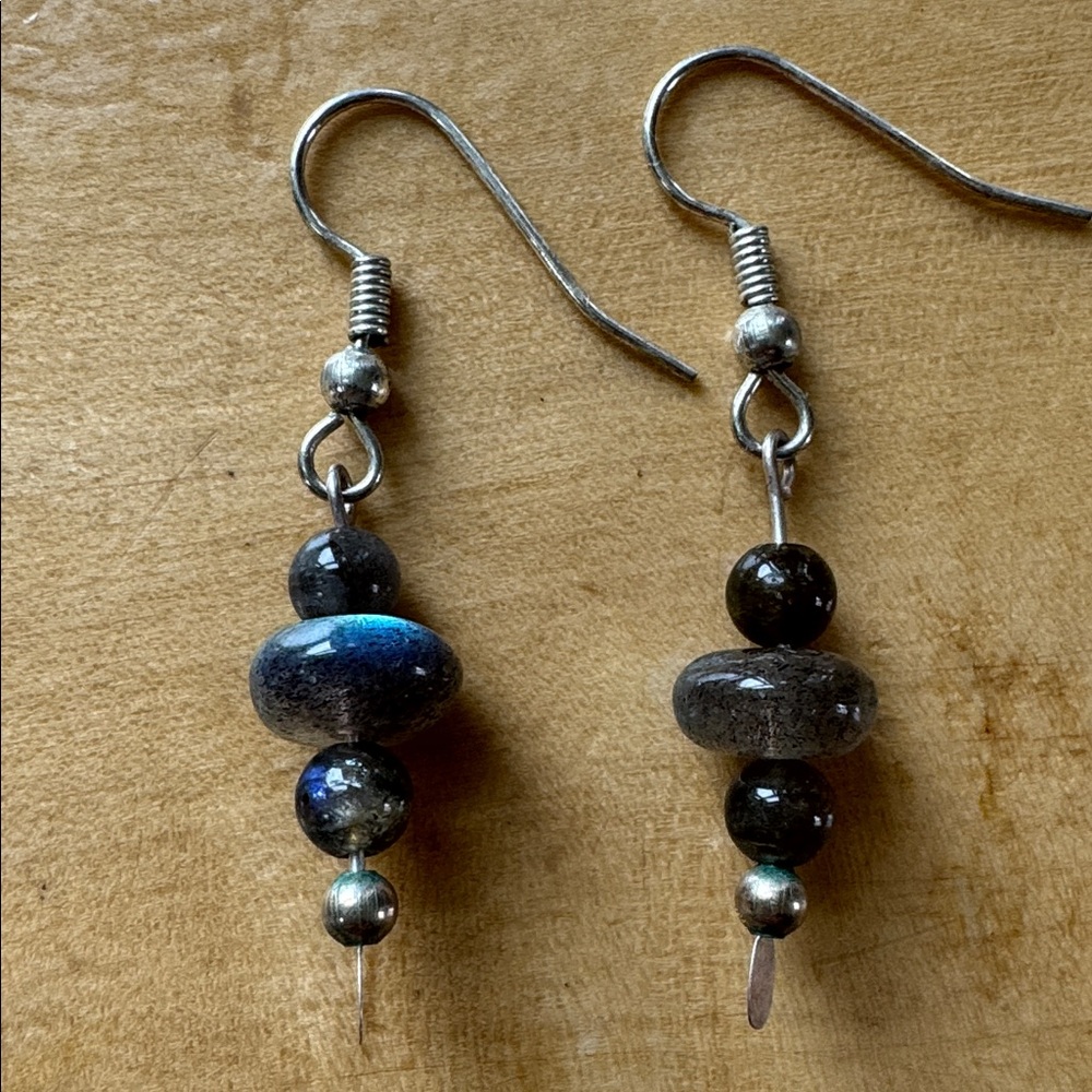 ARTISAN GENUINE LABRADORITE EARRINGS PIERCED Jewelry Sterling Silver Natural Gem